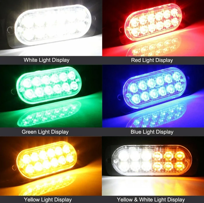 12LED High Light Truck Side Warning Light Emergency Light Amber Constant Warning Super Bright Side Warning Lamp Assembly 12V 24V