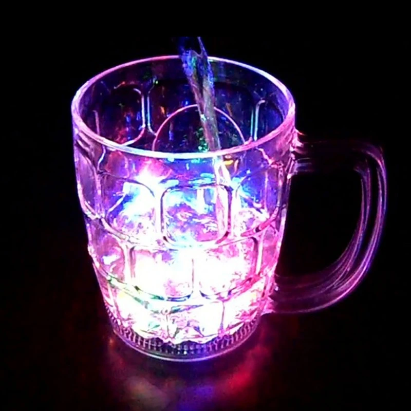 RICHSHINING 550ml LED Color Changing Beer Cups Light Up Clear Plastic Cup Liquid Water Activated Cup For Bar Party Nightclub