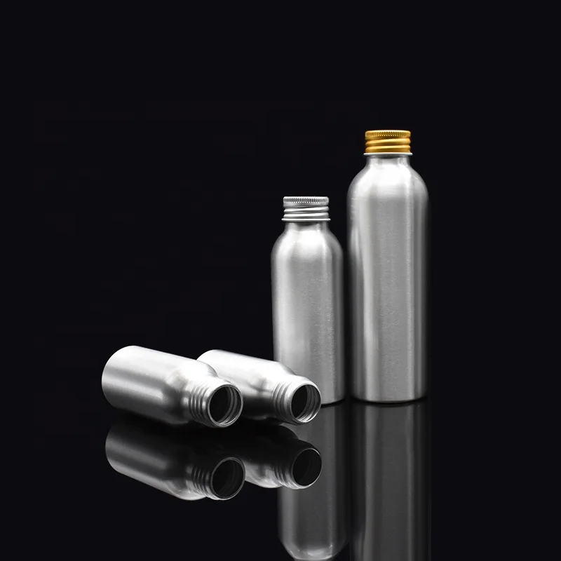 Free Sample 30ml 50ml 100ml 120ml 150ml 200ml 500ml Silver Aluminum Bottle For Essential Oil Lotion Shampoo Packaging Container
