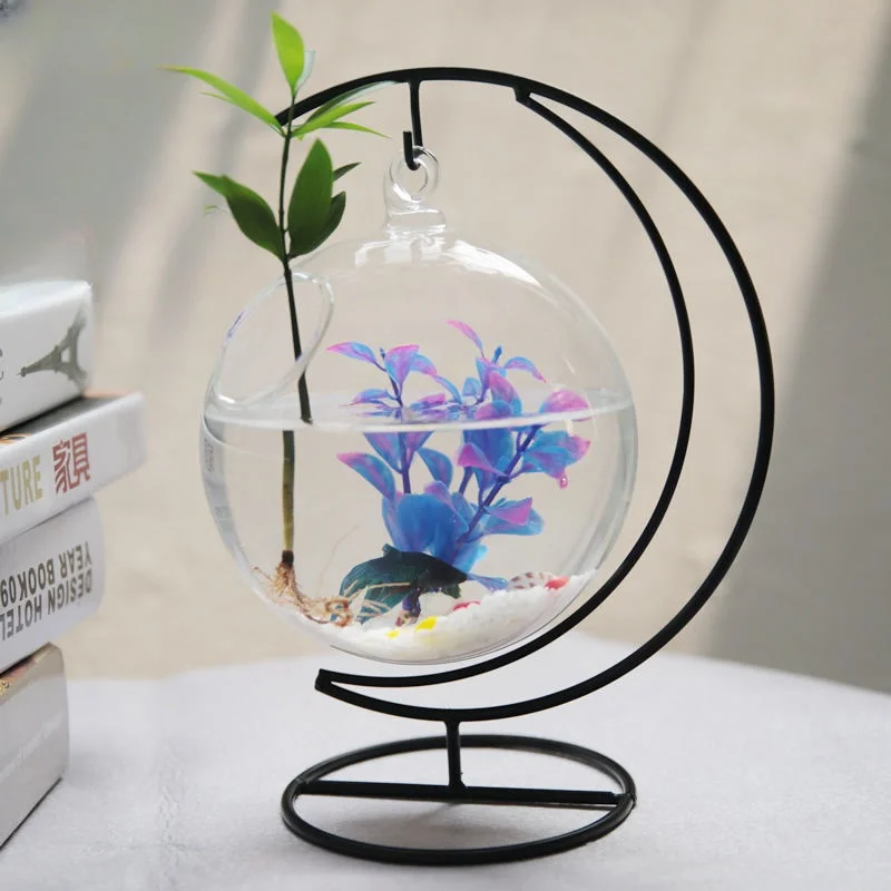 Hanging Aquarium Bowl wer Plant Vase Spherical Glass Betta Fish Tank Aquariums