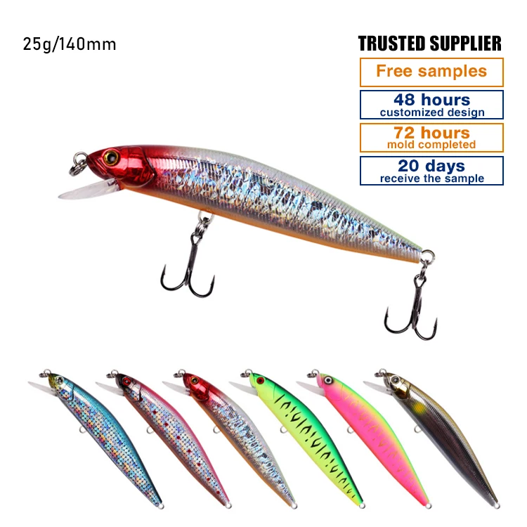 OEM 3D Eyes Colorful Laser Coating Minnow Lure Sinking Bass Trout Bait For Fishing