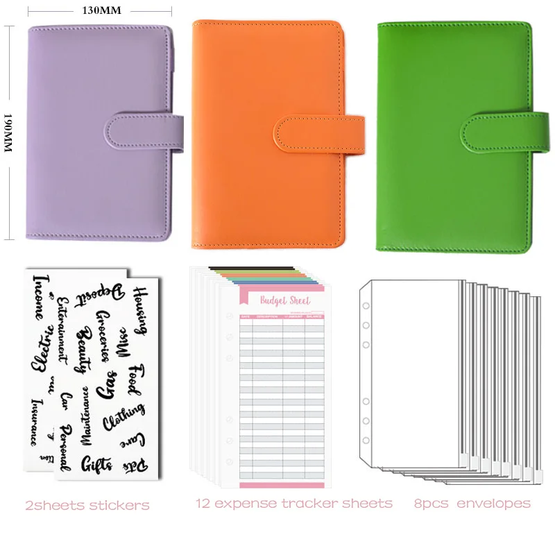 Hot Sale Binder Pocket 6 Holes Loose Leaf Bags A5 A6 A7 Binder Zipper Folders Plastic File Document Bags