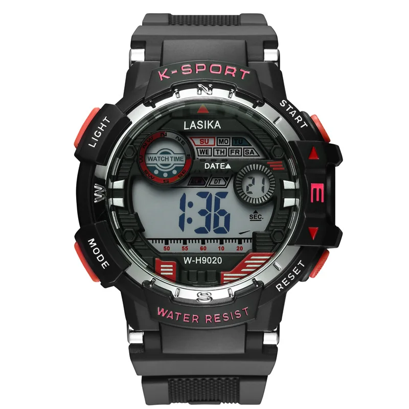 LASIKA W-H9020 цифровой большой экран наручные часы водонепроницаемые возможностью погружения на глубину до 30 м фабрики Цена sport OEM