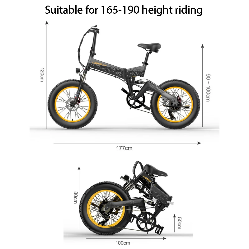 LANKELEISI X3000PLUS 1000w 20 inch fat tire electric folding bike 48v14.5ah lithium battery  snow bike