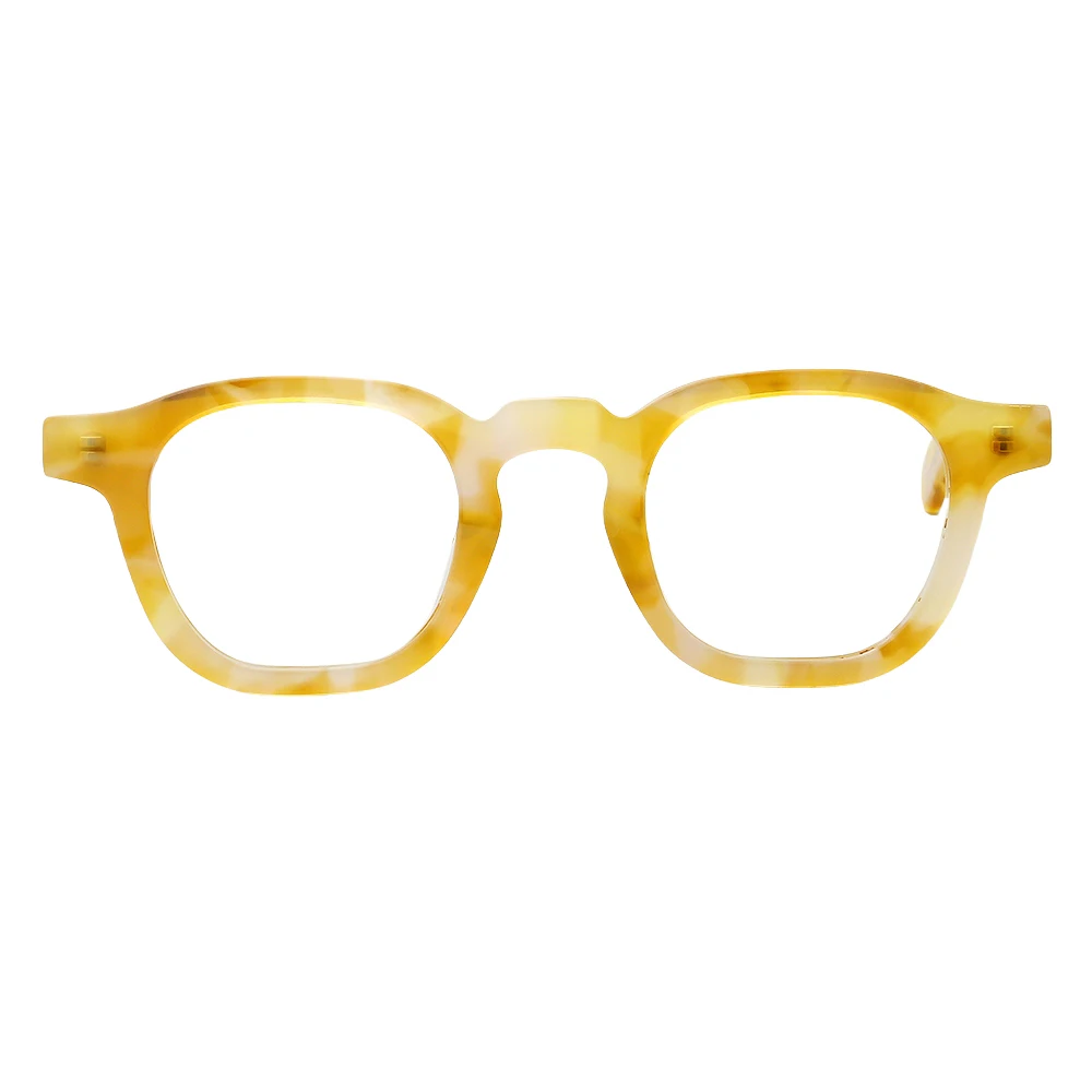 PES55 High Quality Unisex Blue Black Buffalo Horn Eyeglass Frames Stylish Real Handmade Blue Light Filter Lens Solid Pattern