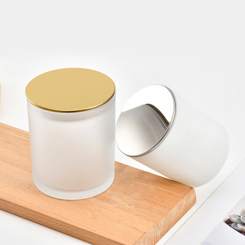 China Wholesale Empty Frosted Glass Candle Jar with Metal Lid Industry Choice for Candle Holders Lanterns & Jars