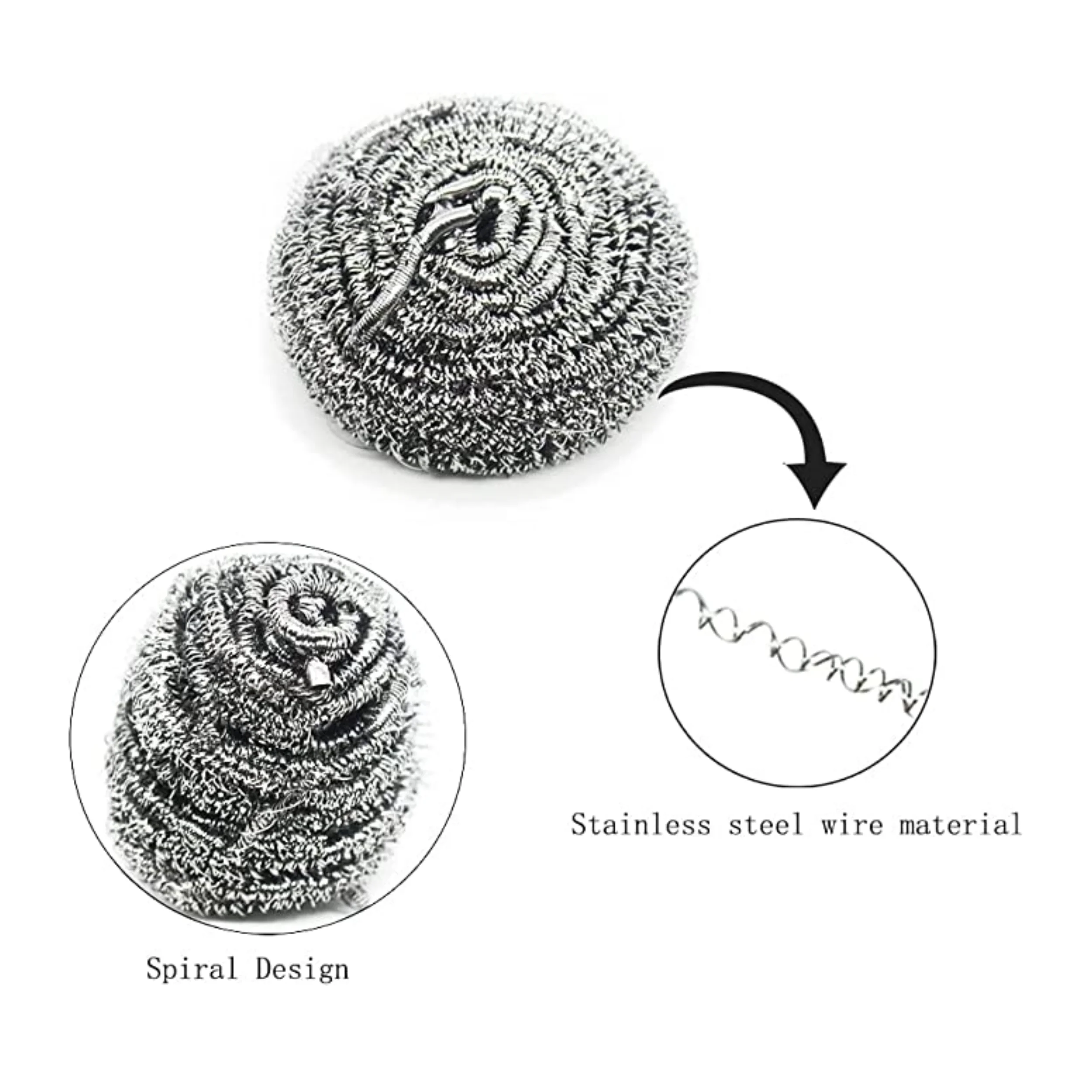 Steel Wool Pads Metal Scrubber Stainless Steel Scourer Sponges for Cleaning Dishes Pans Pots Ovens Grills