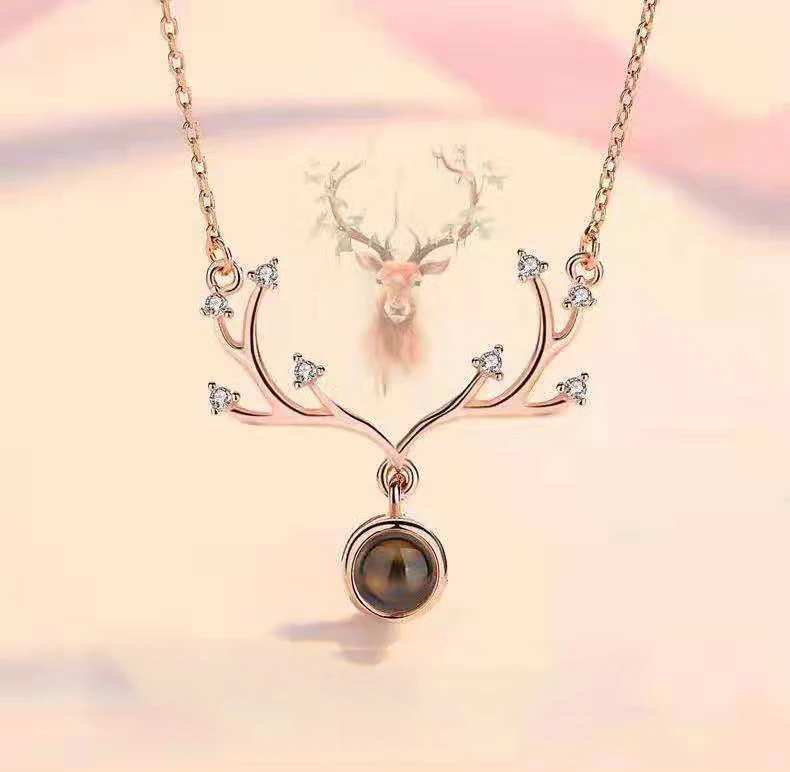 projection necklace custom photo heart pendant 100 languages I love you necklaces for men and women family gifts