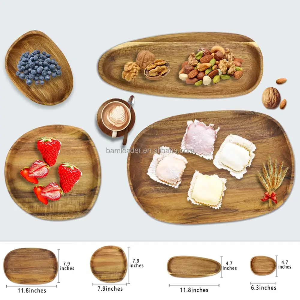 Wooden Irregular Gongfu Serving Tray Set Chinese Tea Pot Cup Set With Tray Infuser Heavy Bamboo Tea Tray Dishes Dinner Plate Set