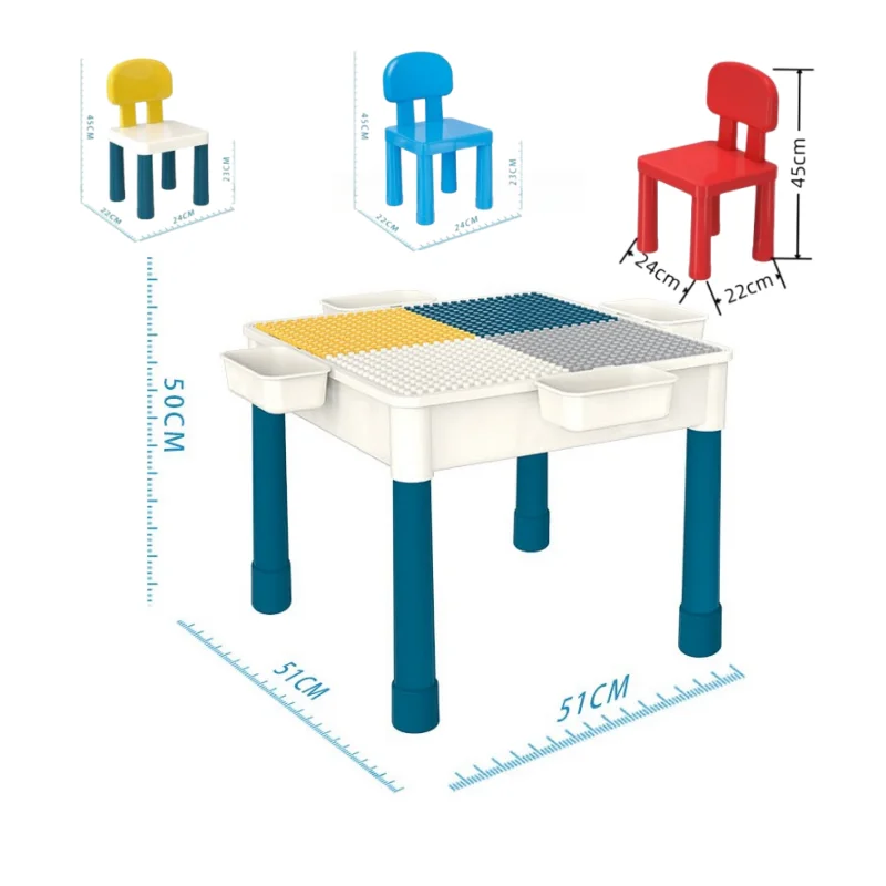 OEM/ODM plastic height adjustable lifting mode study multi-functional building block table and drawing table kid table and chair