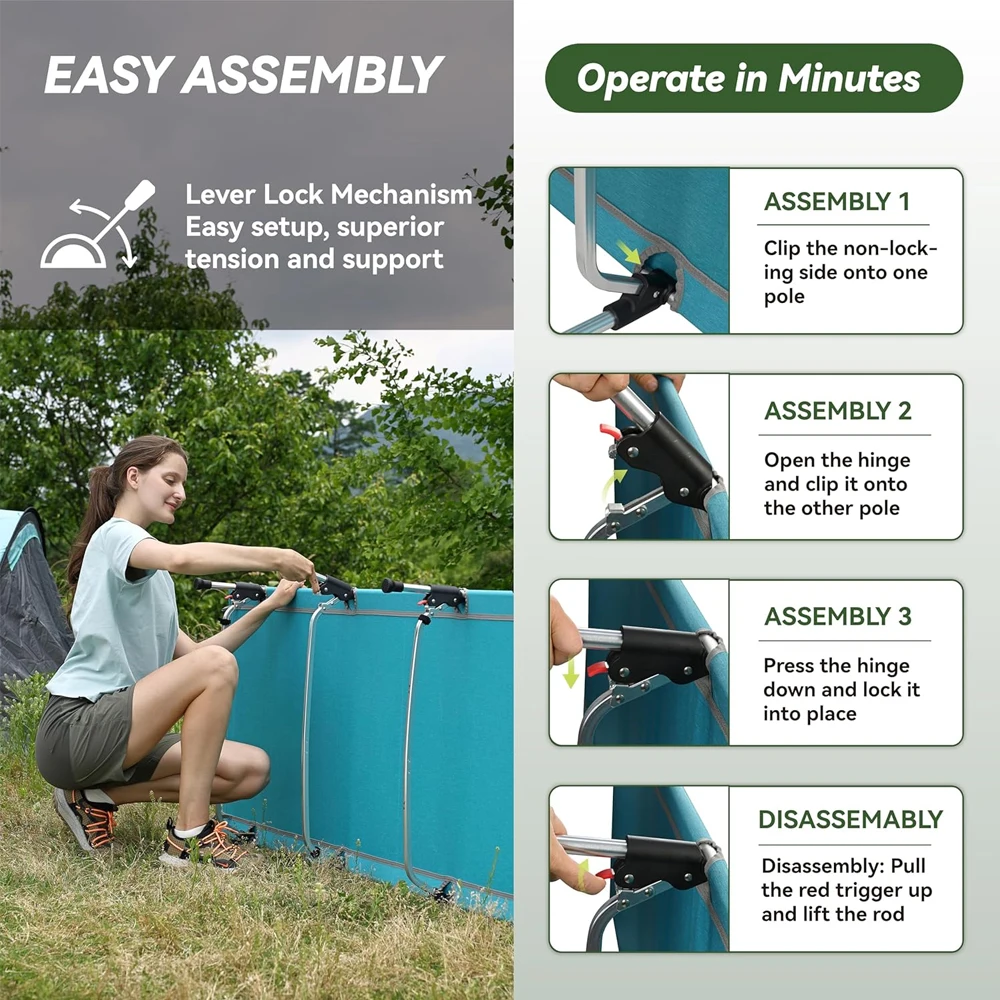 Lightweight Aluminium Picnic Bed Single Tent Cots Compact Portable Folding Camping Bed