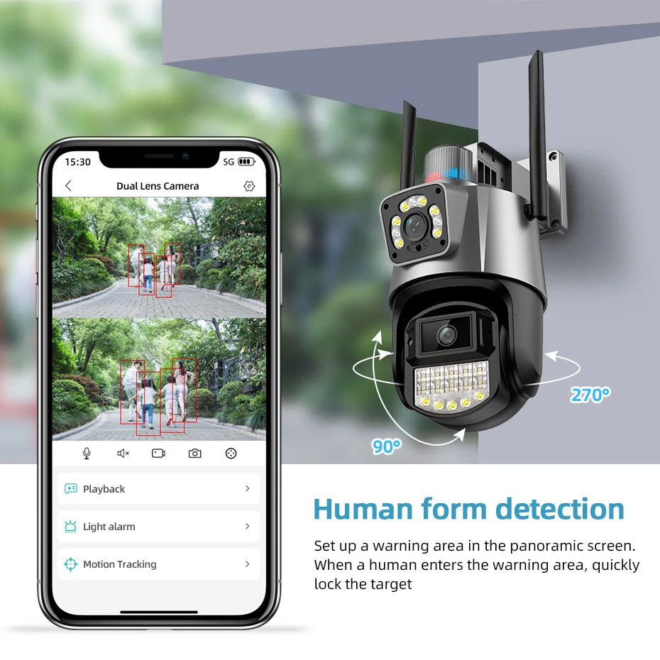 KERUI ICSEE 6MP Dual Lens Network Camera PTZ IP WIFI Outdoor Camera Alarm Motion Tracking Surveillance System Outdoor Camera