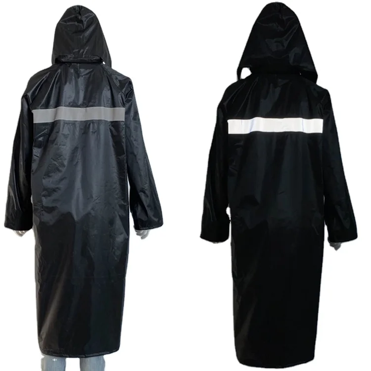 
durable heavy duty polyester raincoat long to knee net lining breathable double layer 
