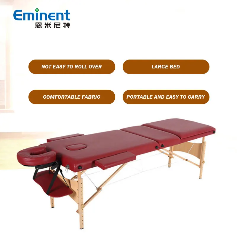 Beauty Massage Moxibustion Tattoo Spa Bed Club Massage Table Simple Portable Foldable Home Treatment Bed Modern Red Wine Morden
