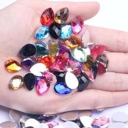 Wholesale 10x14mm 200pcs Flatback Rhinestone Earth Facets Tear Shape Many Colors Crystal Prisms Bulk For Garment Accessories