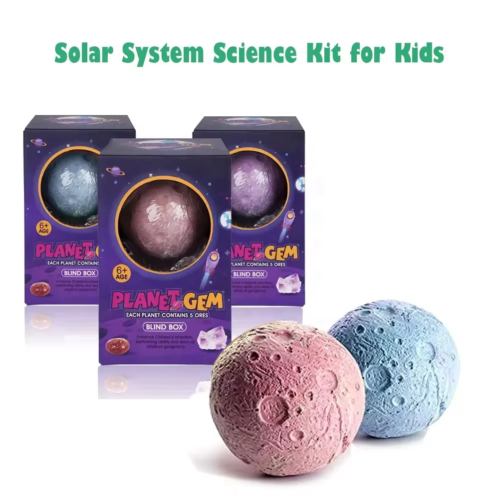 Solar System Moon archaeological digging kit Excavation 5pcs Natural Gemstone Sets Stone Dig Kit For Kids Toys