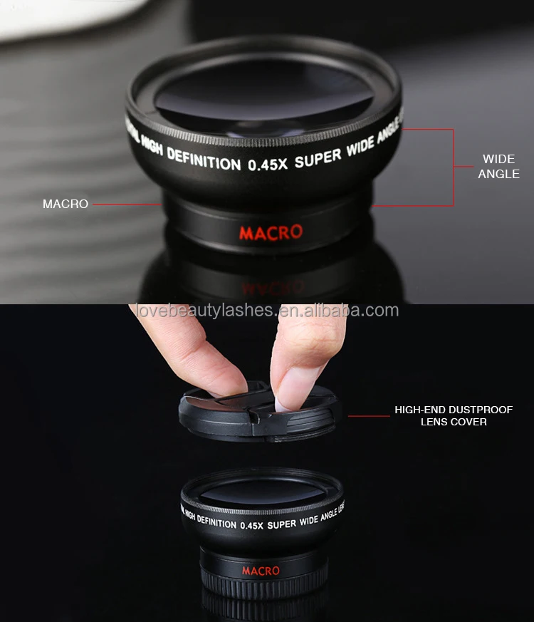 Professional Mobile Phone Camera Lenses Wholesale 0.45x Super Wide Angle Macro Lens