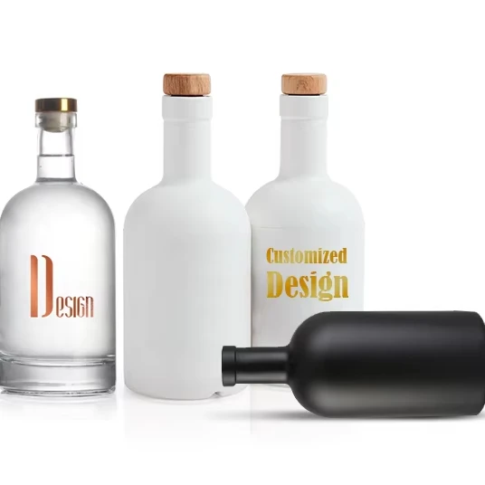 700ml 750ml Nordic Empty Rum Whisky Vodka Spirit Glass Liquor Bottle with Cork for liquor Whiskey 200ml 375ml 1L