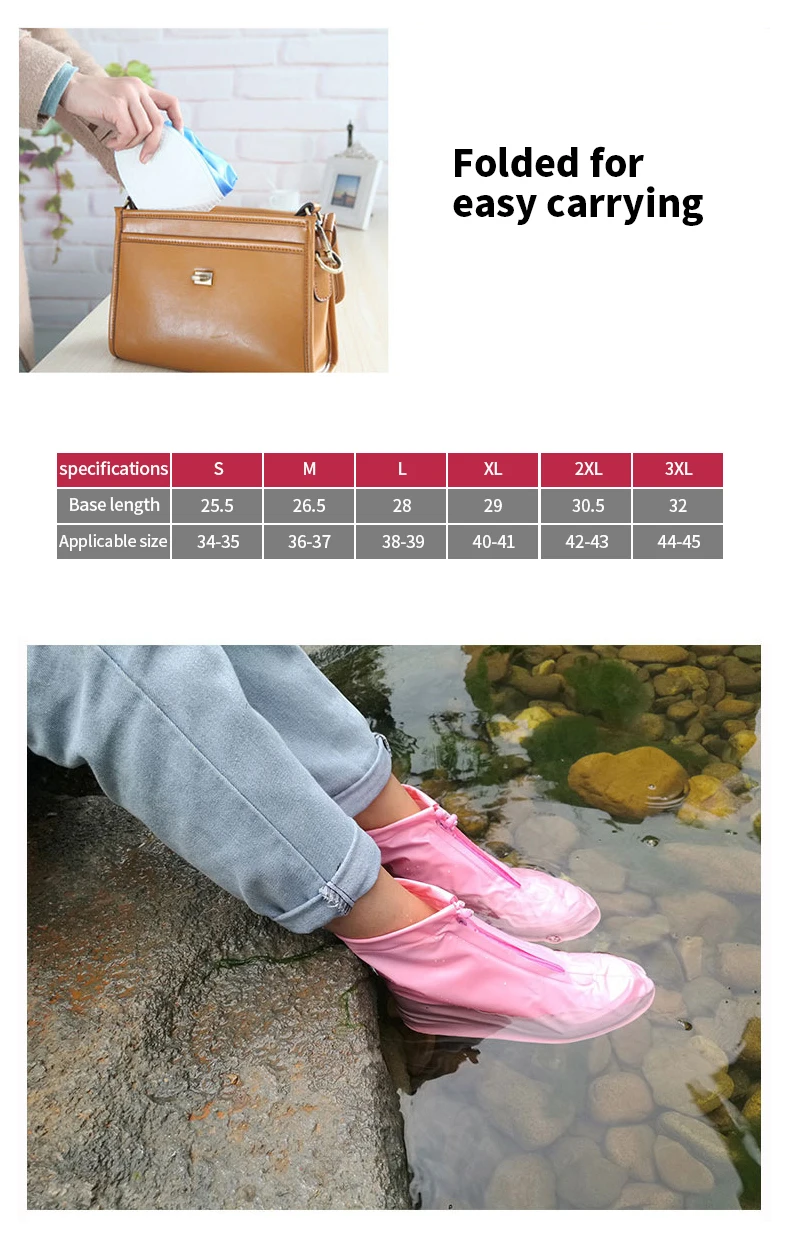 Factory Sell Outdoor Travel Wear PVC Waterproof Rain Boots Cover Reusable Non Slip Boots Protector Rain Shoe Covers