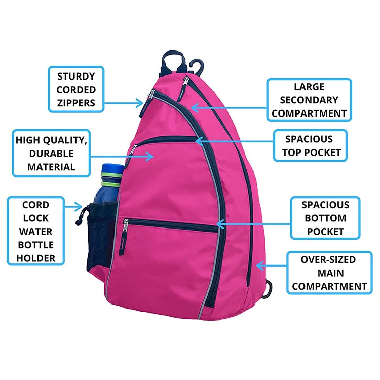 Large Sporting Gear Sling Pickleball Bag Tennis Backpack With Water Bottle Holder