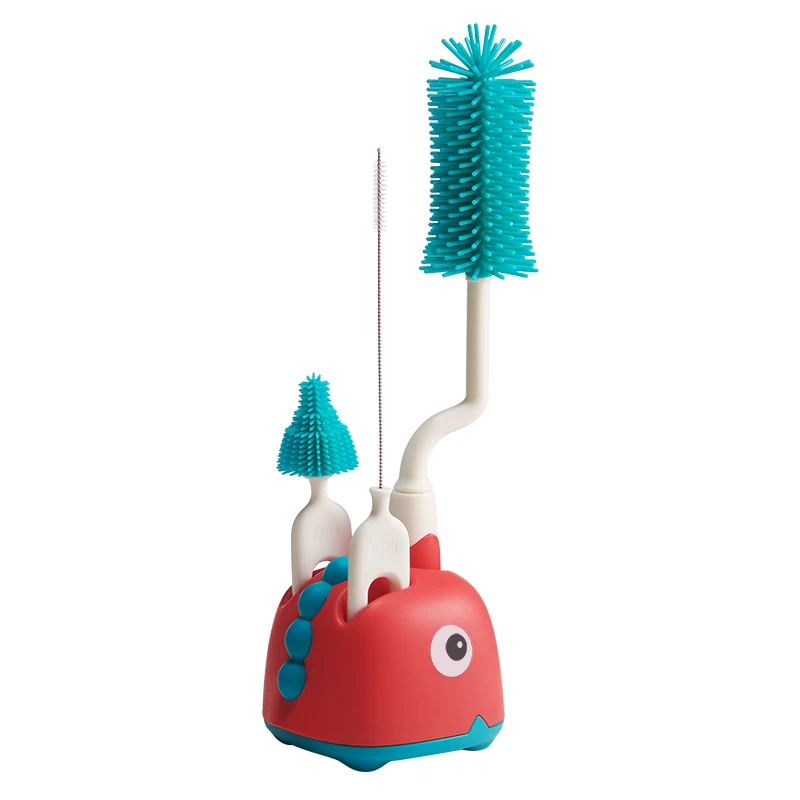 Baby Bottle Brush Silicone Travel Bottle Washing Kit Portable Bottle Cleaning Set With Stand