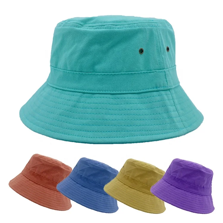 Hot Sale Young Fashion Streetwear Plain Cotton Fashion Metal Eyelets Multi Colors Summer Fisherman Gorras Bucket Hat