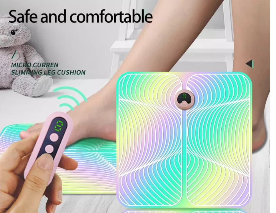 2024  Foldable Tens Vibrating Electric Foot Massage Machine Circulation Muscle Stimulator Shiatsu Mat Ems Foot Massager Pad