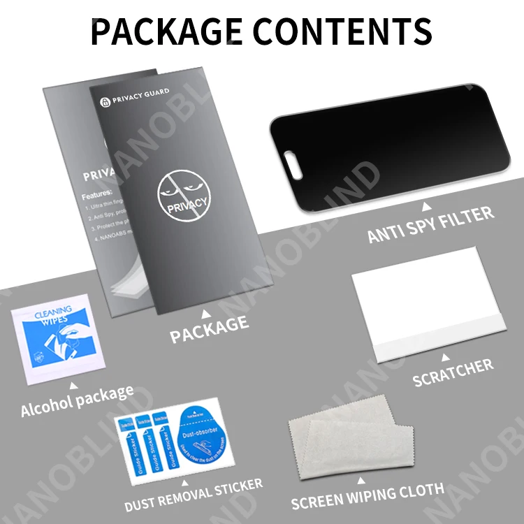 NANOBLIND 360 Degree Privacy Screen Protector Full Glue 2.5D Guard 4 Way Anti Blue Light Protective Film For iPhone 14