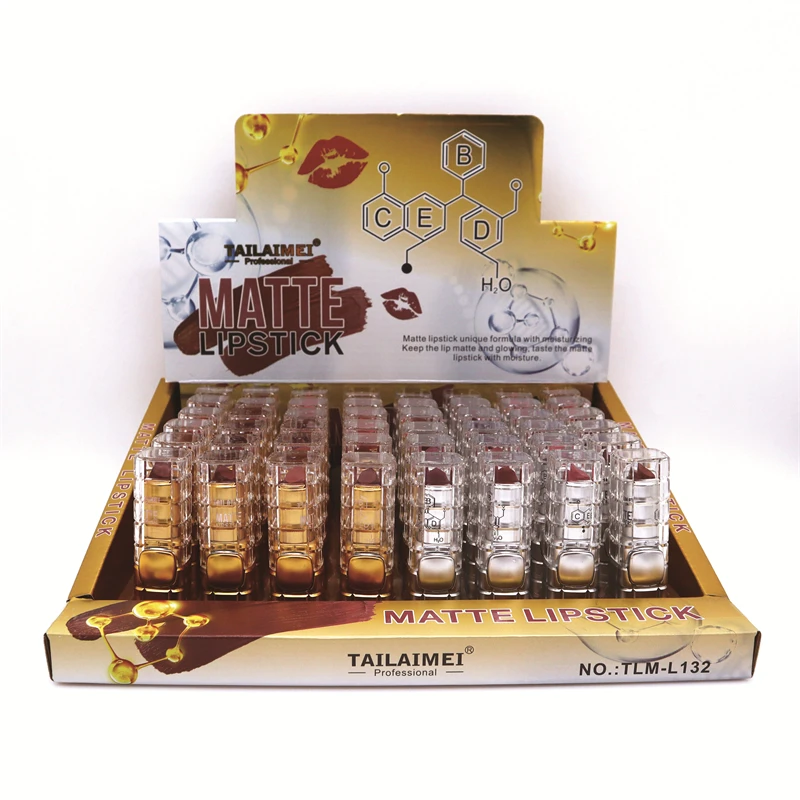 L132 TAILAIMEI Custom Logo 24 Colors Vegan Lipstick Moisturizing Formula Full Coverage Matte Lipstick Long Lasting Lipsticks