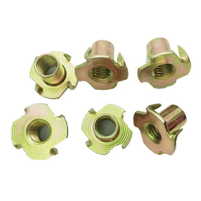 Carbon Steel Blue Zinc Plated T Nuts Four Claw Prong Tee Nut din1624 4-Prong Tee Nuts