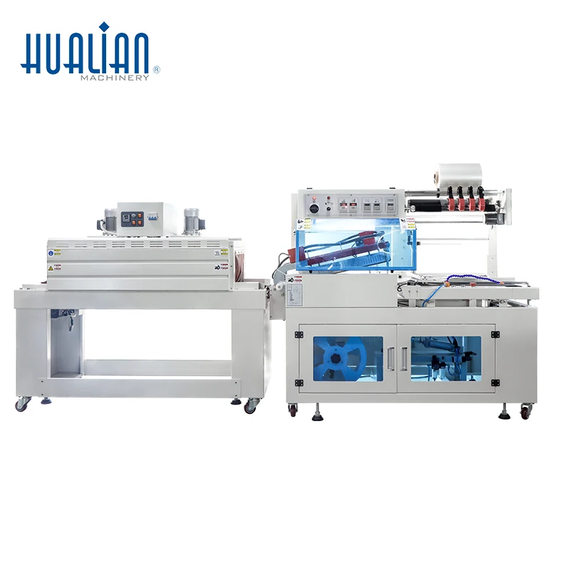 BSF-5640LG/E+BS-4522 Hualian POF PE  Bath Bomb Food L Type Heat Tunnel Shrink Wrap Wrapping Stretch Film Packaging Machine