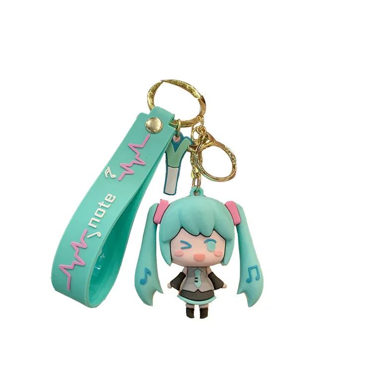 Hatsunes Miku cute doll keychain silicone car couple key cartoon pendant schoolbag pendant keychain
