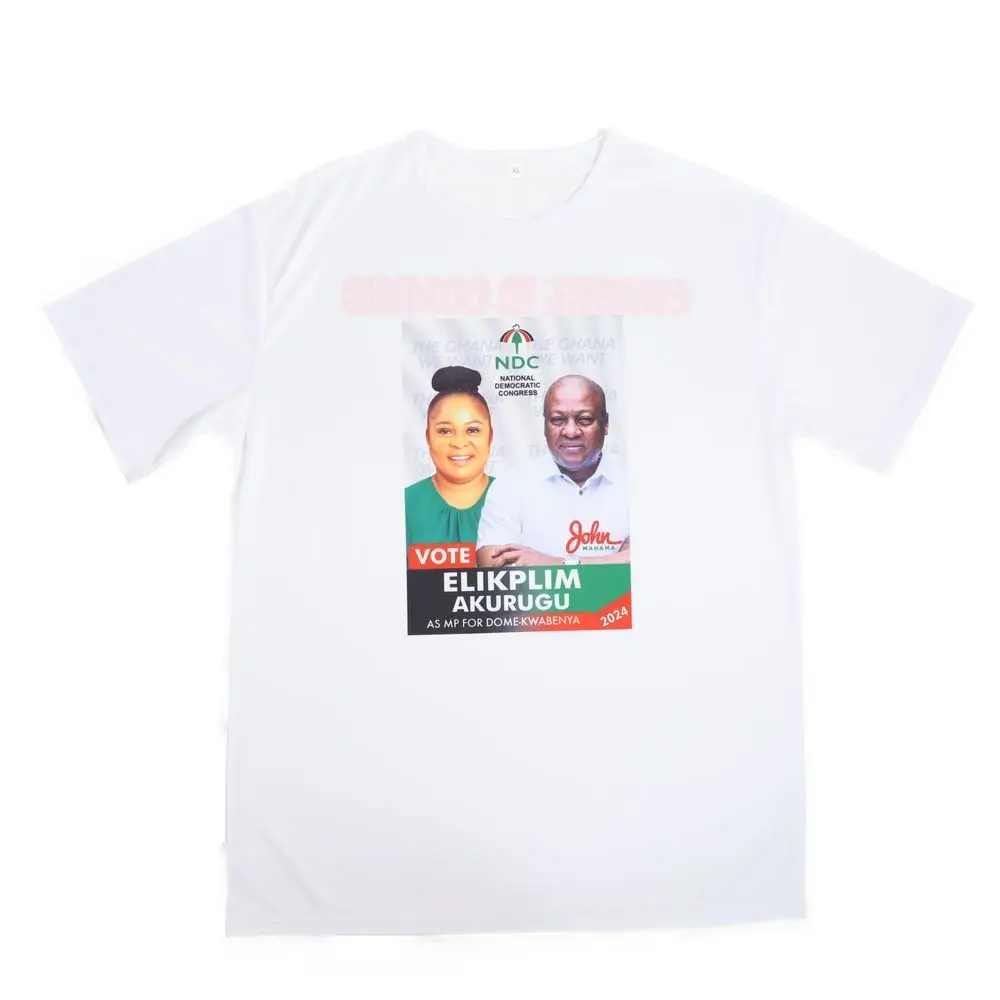Custom Design 100% Polyester 120gsm Election T Shirt For 2024 Ghana Political Campaign Election Items