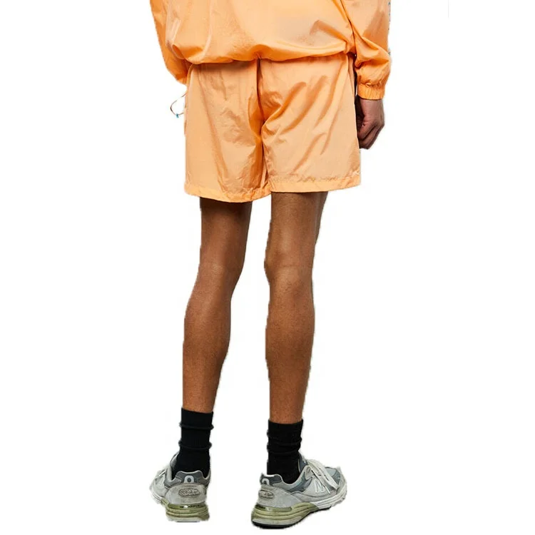 Mens nylon workout shorts wholesale drawstring mesh panel zipper pocket sports shorts