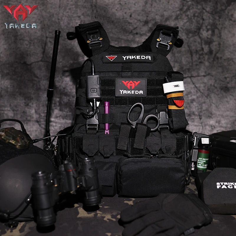 YAKEDA Safety Duty Vest Outdoor JPC Training Uniform Quick Release Vest Molle Chaleco Tactico Black Tactical Vest