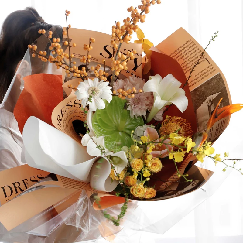 New Arrival Wrapping Paper Custom English Printed Parchment Greaseproof Paper For Bouquet