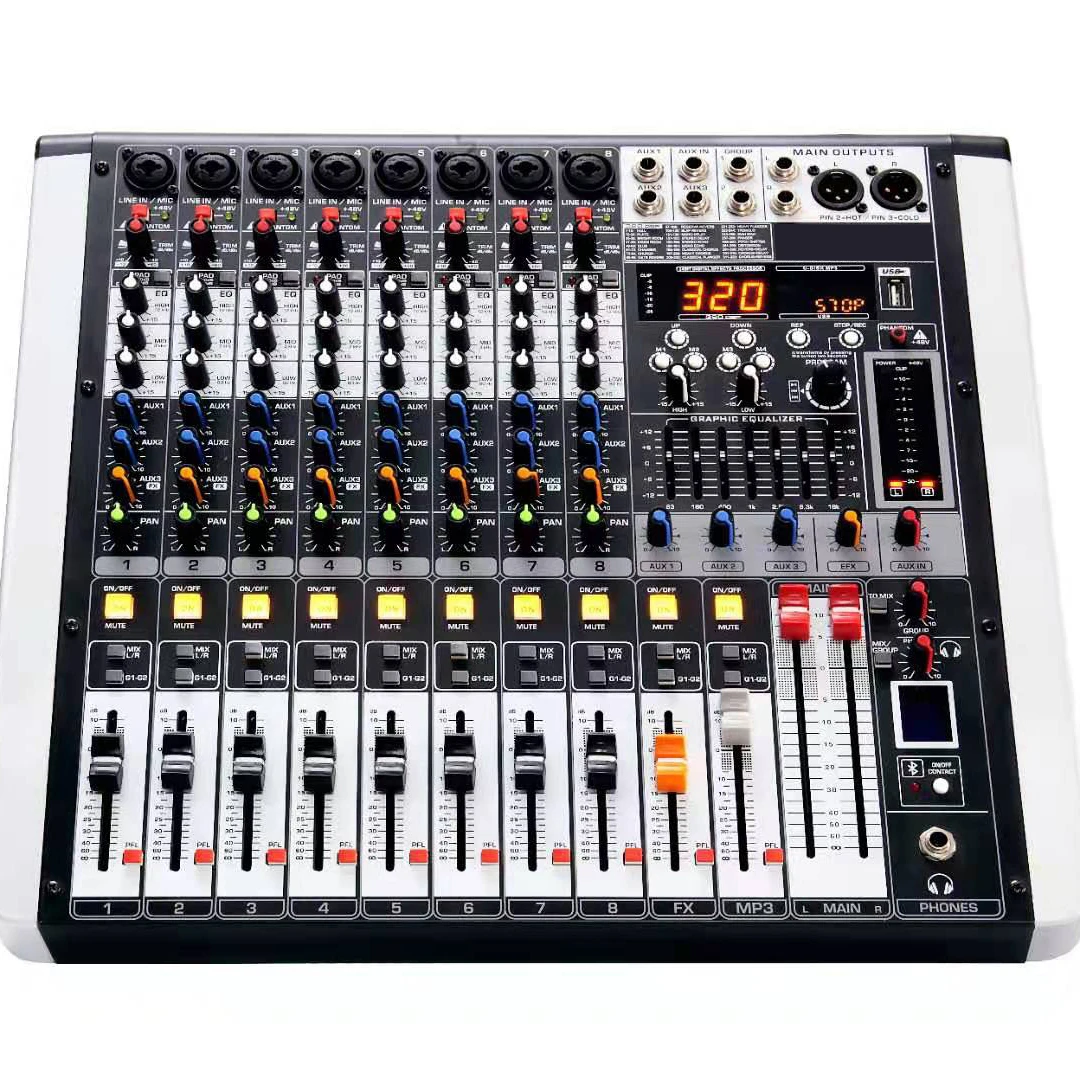Popular portable mixer with power amplifier can choose 4-16 channel low noise design