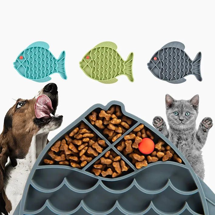 Combined Textured Design Anxiety Relief Training Dog Treat Puzzle Cat Dish Bowl Slow Feeder Pad Combo Silicone Licking Food Mats