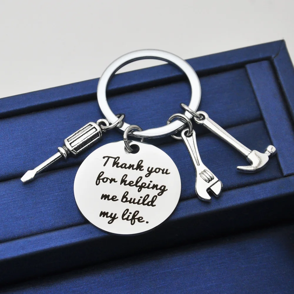 Personalized Baby Boys Girls Keychain set hammer screw ruler Name Birth Weight Height multi tool keychain For Dad Gift Keyring