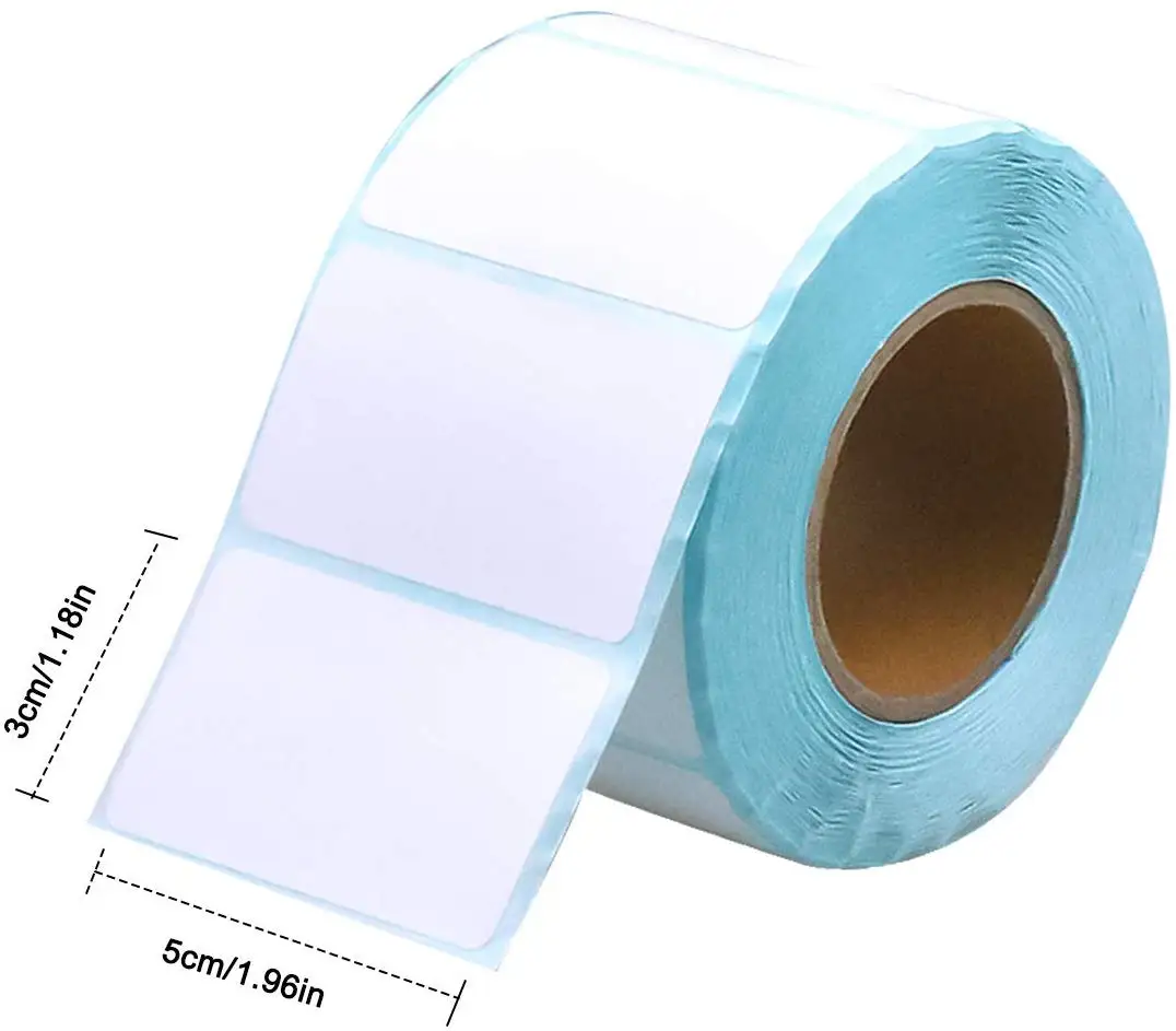 Perforated Pure White Blank Thermal Label Roll Customized Label Stickers