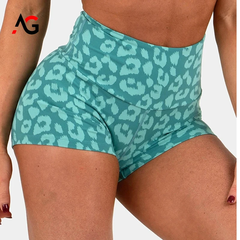 
Wholesale Women Running Shorts Leopard Print Booty Shorts High Waist Workout Sexy Gym Shorts Women 