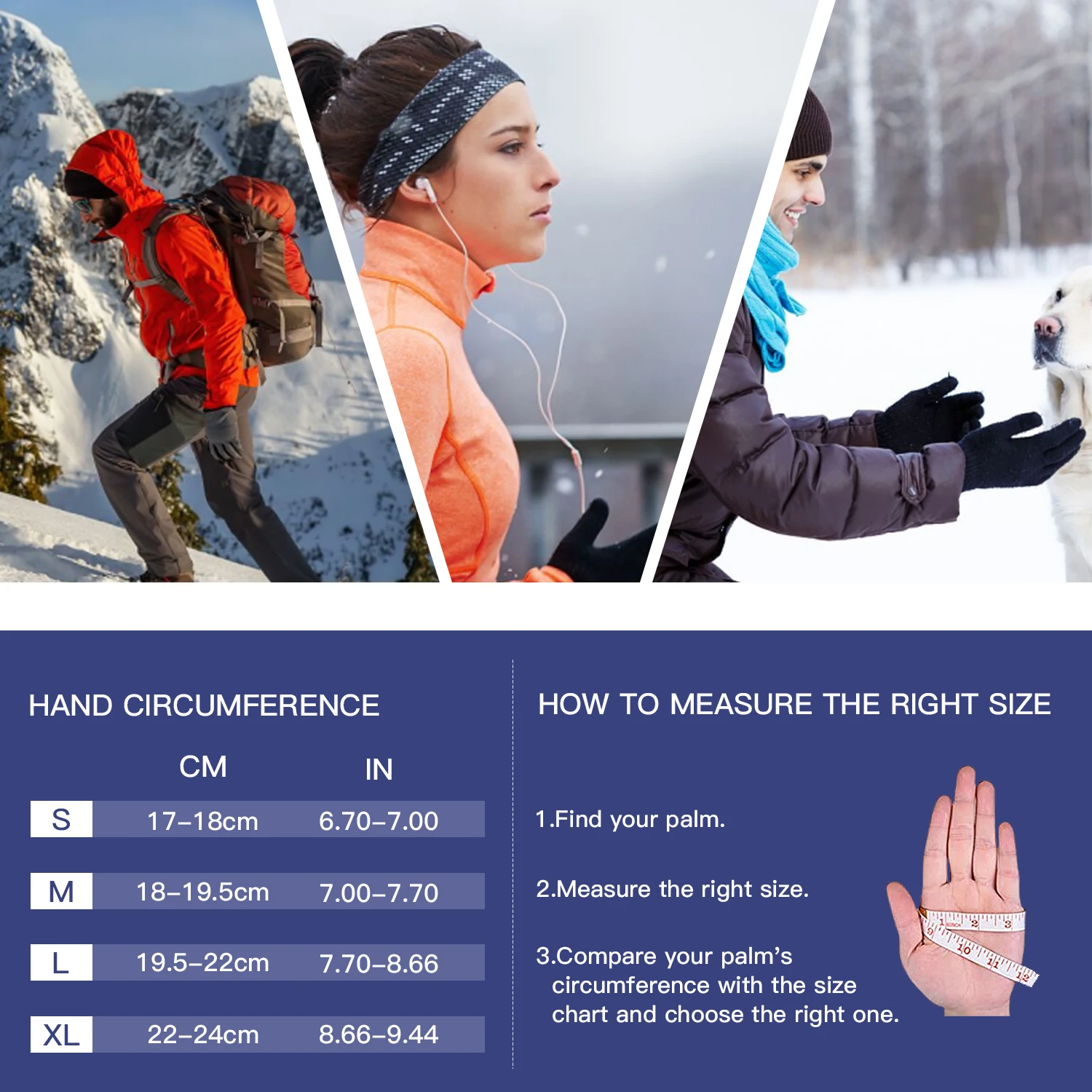 High Quality Anti Slip Outdoor sports Waterproof Warm Outdoor Winter Touchscreen Cold Winter Gloves for Men