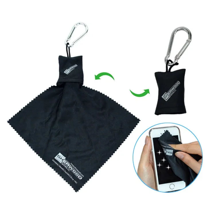 Wholesale Customized LOGO Fabric Lens with  Keychain   for PHONE/GLASS/ Microfiber cleaning  Cloth