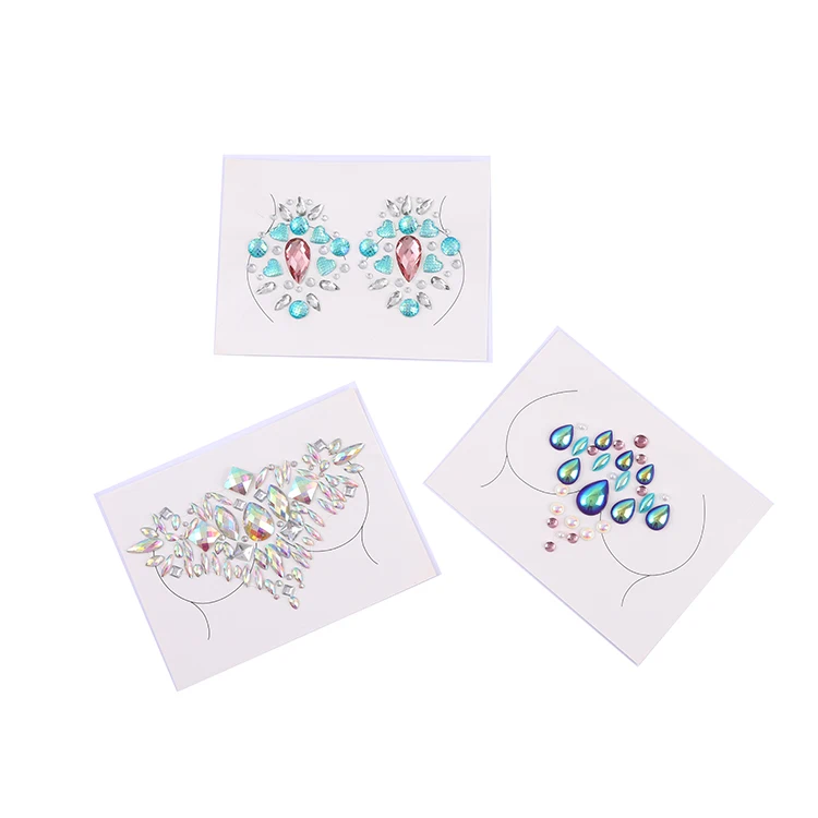 Music Festival Party Makeup Tool Glitter Self Adhesive Gems Sticker Sheet For Craft