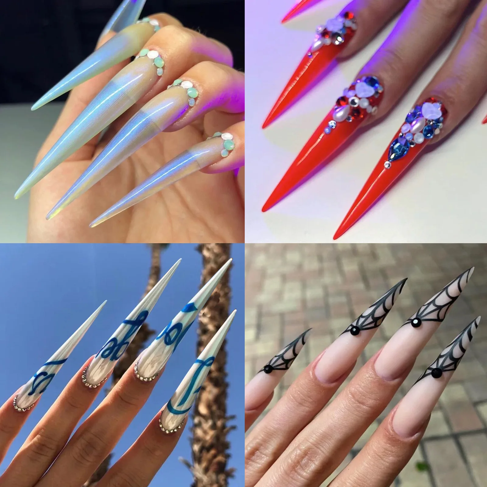 XXXL New Coming 10 Sizes 500Pcs Long Stiletto Soft Gel Nail Tips Full Cover Super Long Sharp Armor Clear Natural Nail Tips