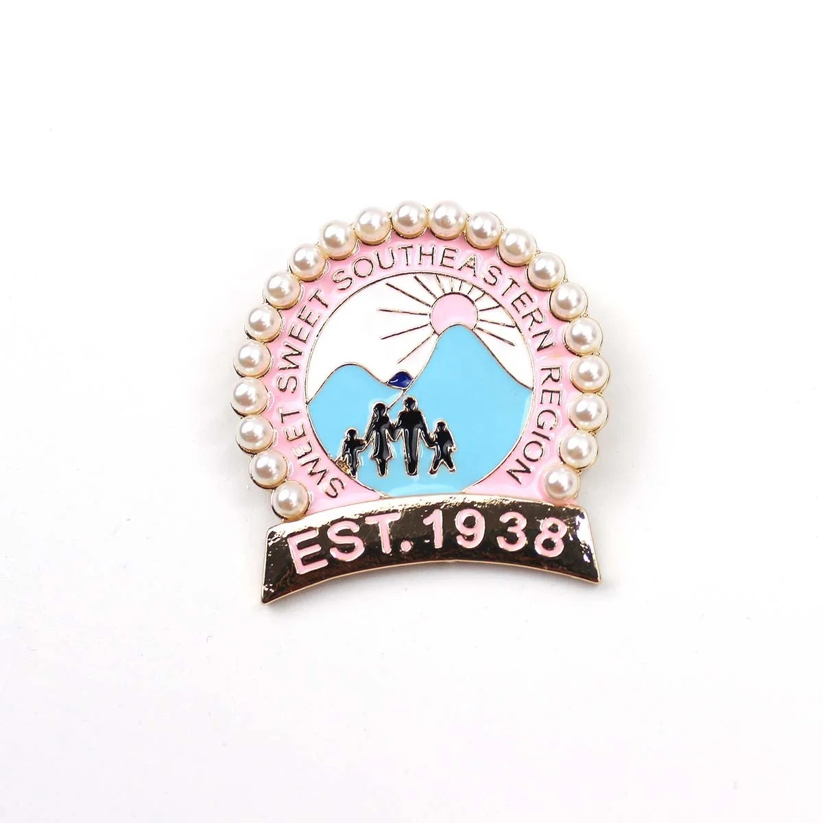 Custom Logo pin brooch Pearl brooch on rhinestone Greek Sorority &Fraternity  ALPHA DELTA customized Logo Brooch