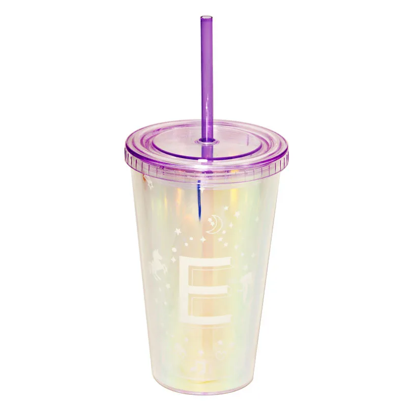 New Arrival Water Drinking Cup Color Changing Cold Reveal Plastic Coffee Cup Tumbler With Lid and Straw