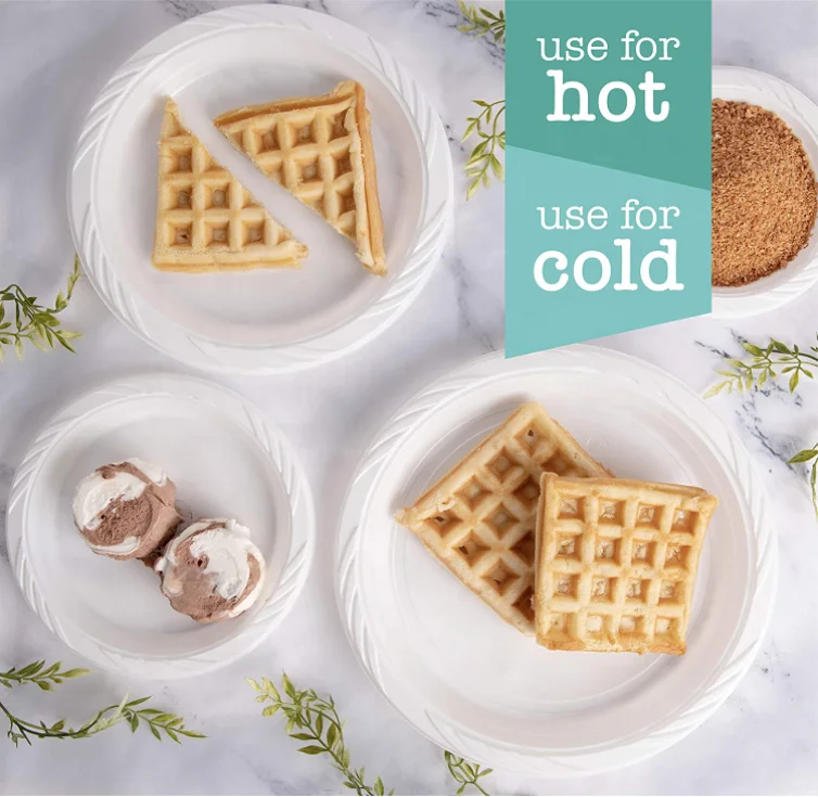 custom round plastic plates disposable party dinner food 6 7 9 10.25 inch pp / ps  parties dish