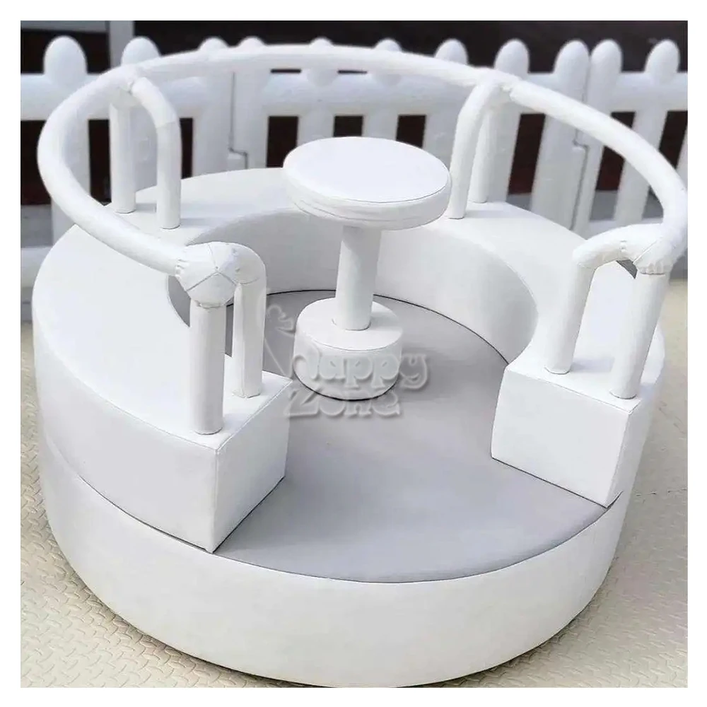 Commercial Playground Indoor Electric Carousel Manual Rotatable Seat Soft Play Equipment Merry Go Round for Toddler Play Area
