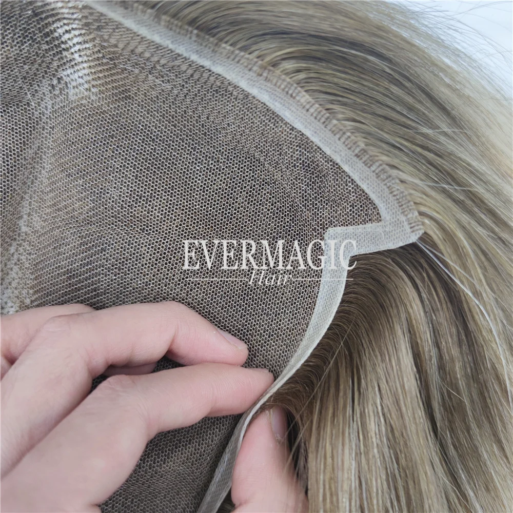 New Coming B2 Balayage Blonde  Color Lace With Pu Around Base  Human Hair Clips on Toppers for Thinning Hair Women